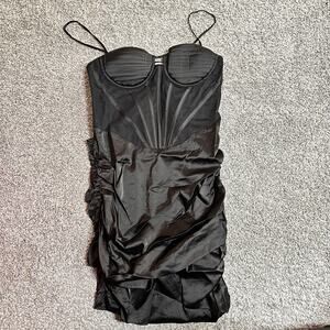Cherry Mellow Bodycon Corset Dress Black Size Large NWOT Sexy Club